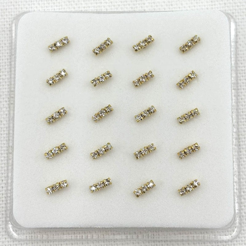 Piercing Strass En Argent 925 Massif Doré