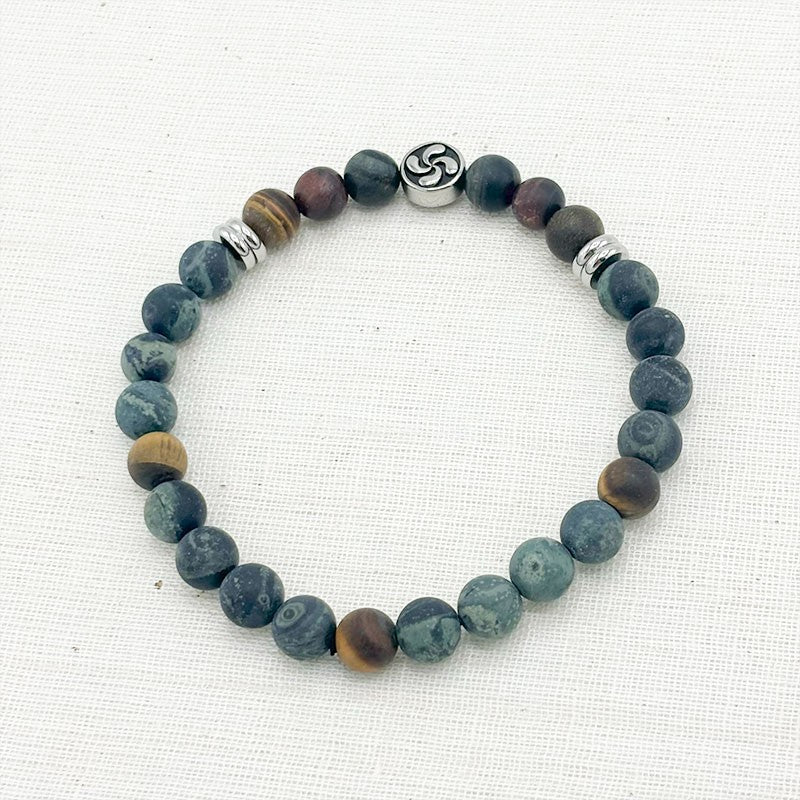 Bracelet Homme En Pierre Naturelle Et Acier Inoxydable