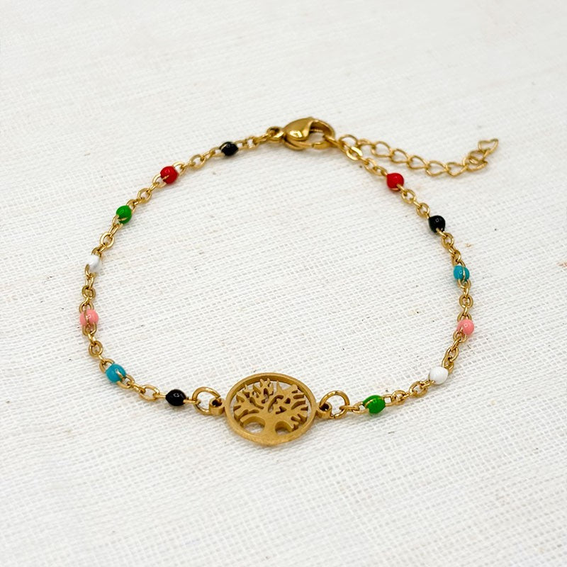 Bracelet Arbre De Vie Acier Inoxydable Doré