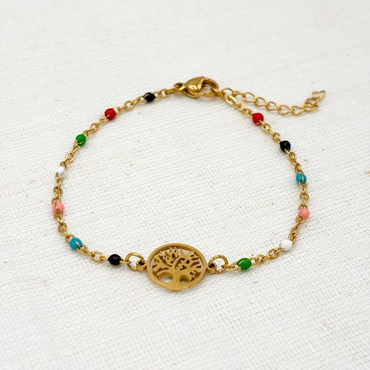 Bracelet Arbre De Vie Acier Inoxydable Doré