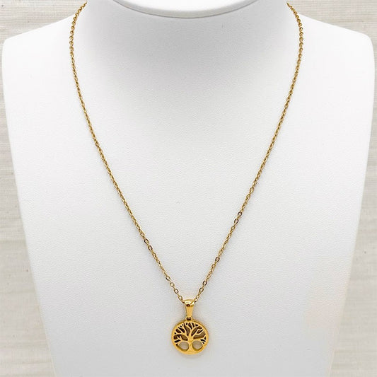 Collier Arbre De Vie Acier Inoxydable Doré