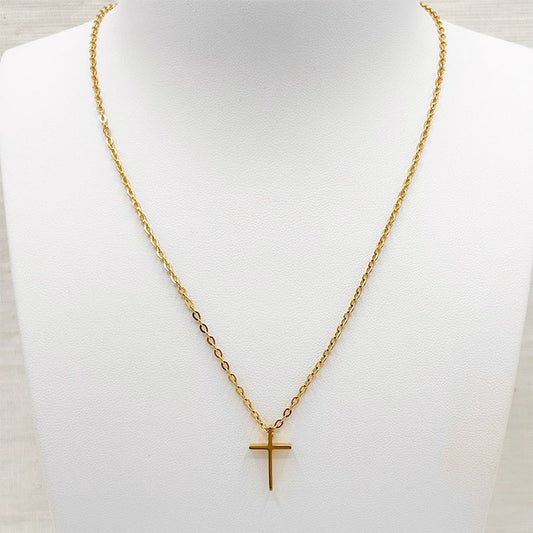 Collier Croix Acier Inoxydable Doré