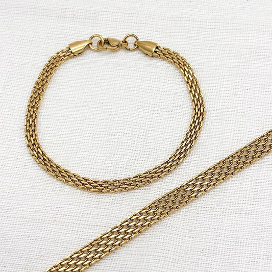 Bracelet Chaine Maille En Acier Inoxydable Doré