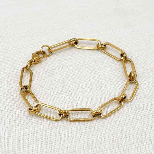 Bracelet Grande Maille Acier Inoxydable Doré
