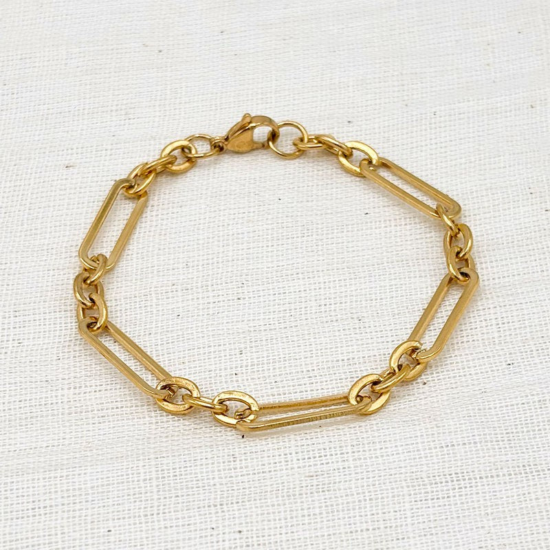 Bracelet Trombone Anneaux Acier Inoxydable Doré