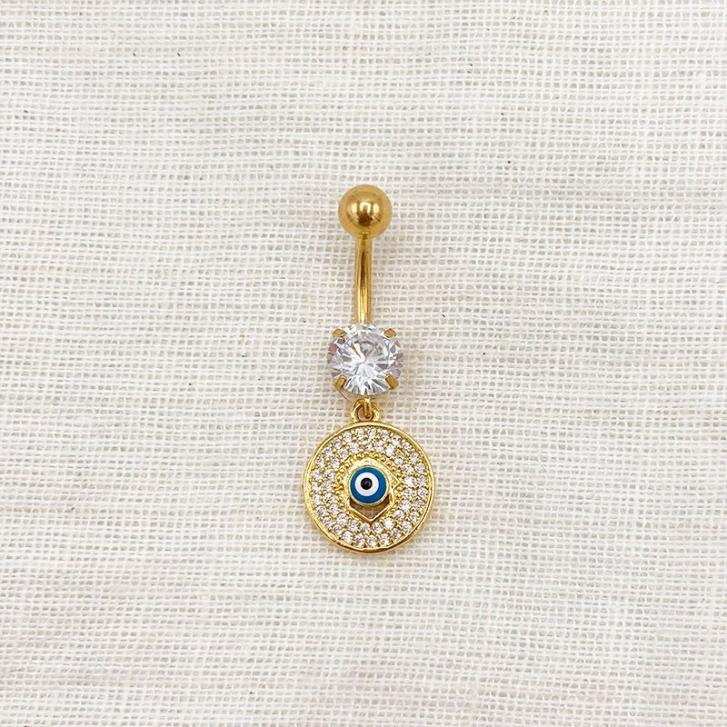 Piercing Nombril Oeil Acier Inoxydable Doré
