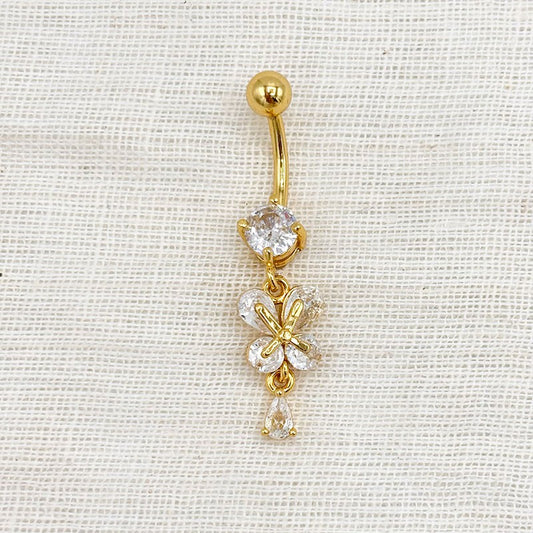 Piercing Nombril Papillon En Acier Inoxydable Doré