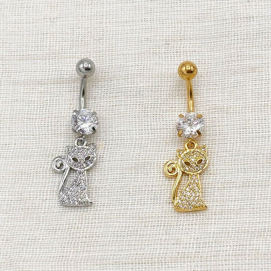 Piercing Nombril Chat En Acier Inoxydable