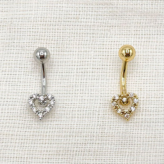 Piercing Nombril Cœur En Acier Inoxydable