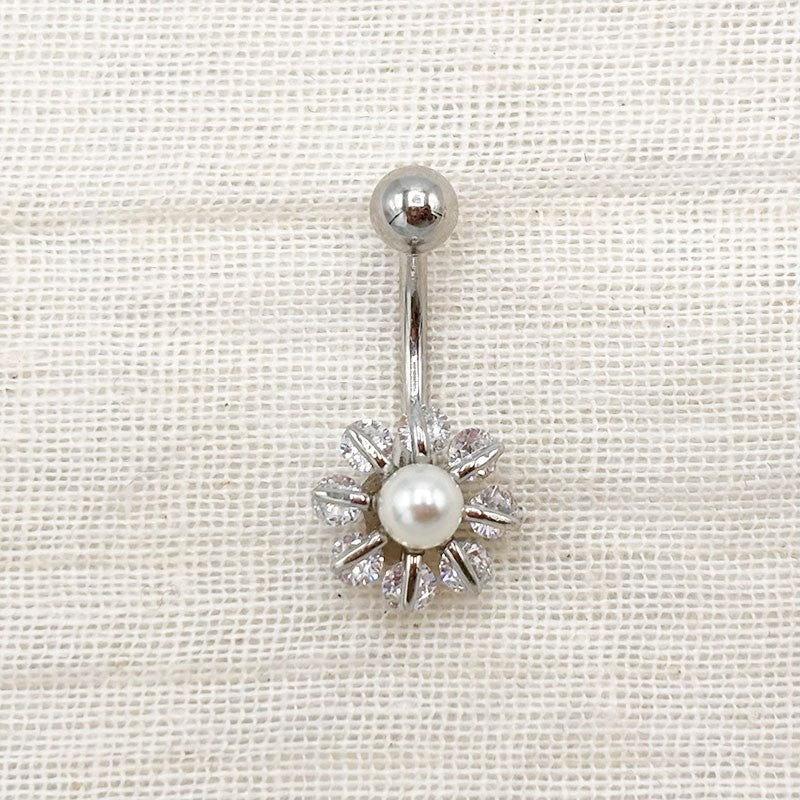 Piercing Nombril Fleur En Acier Inoxydable