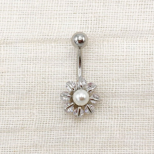 Piercing Nombril Fleur En Acier Inoxydable
