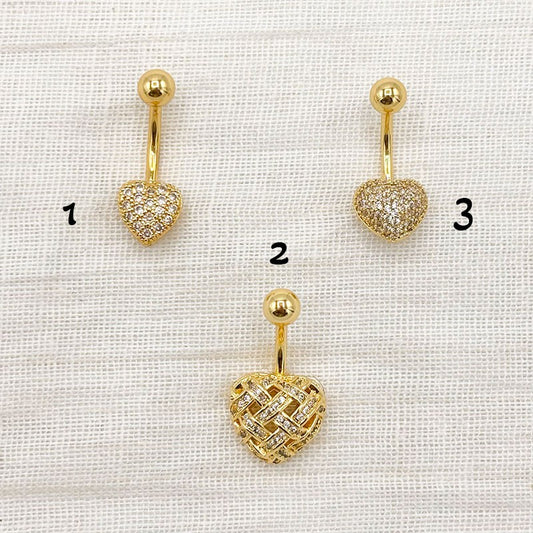 Piercing Nombril Cœur En Acier Inoxydable