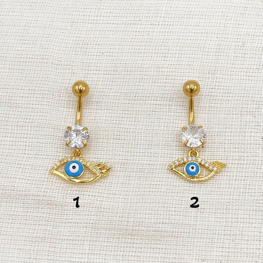 Piercing Nombril Oeil Acier Inoxydable Doré
