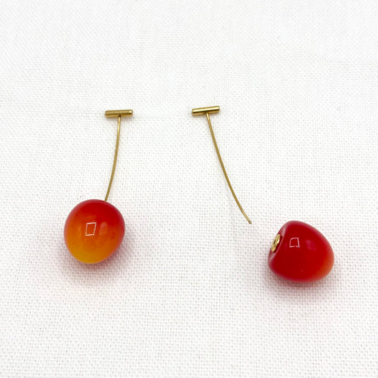 Boucles D'Oreilles Acier Inoxydable Doré Cerises