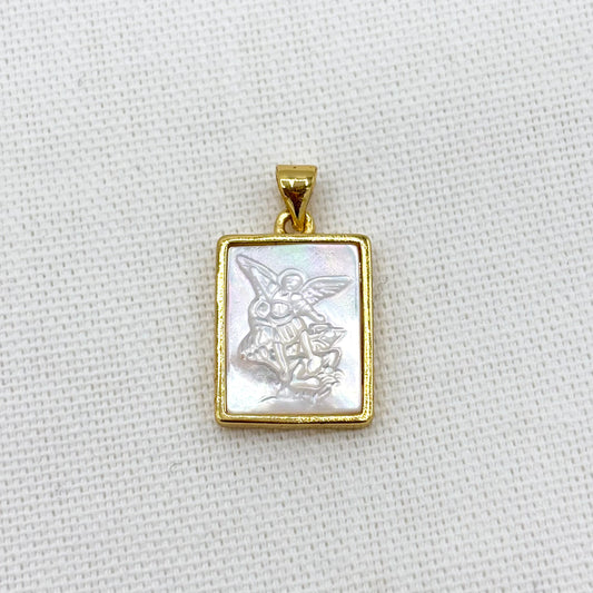 Pendentif Ange Nacre Laiton Nacre Rectangle