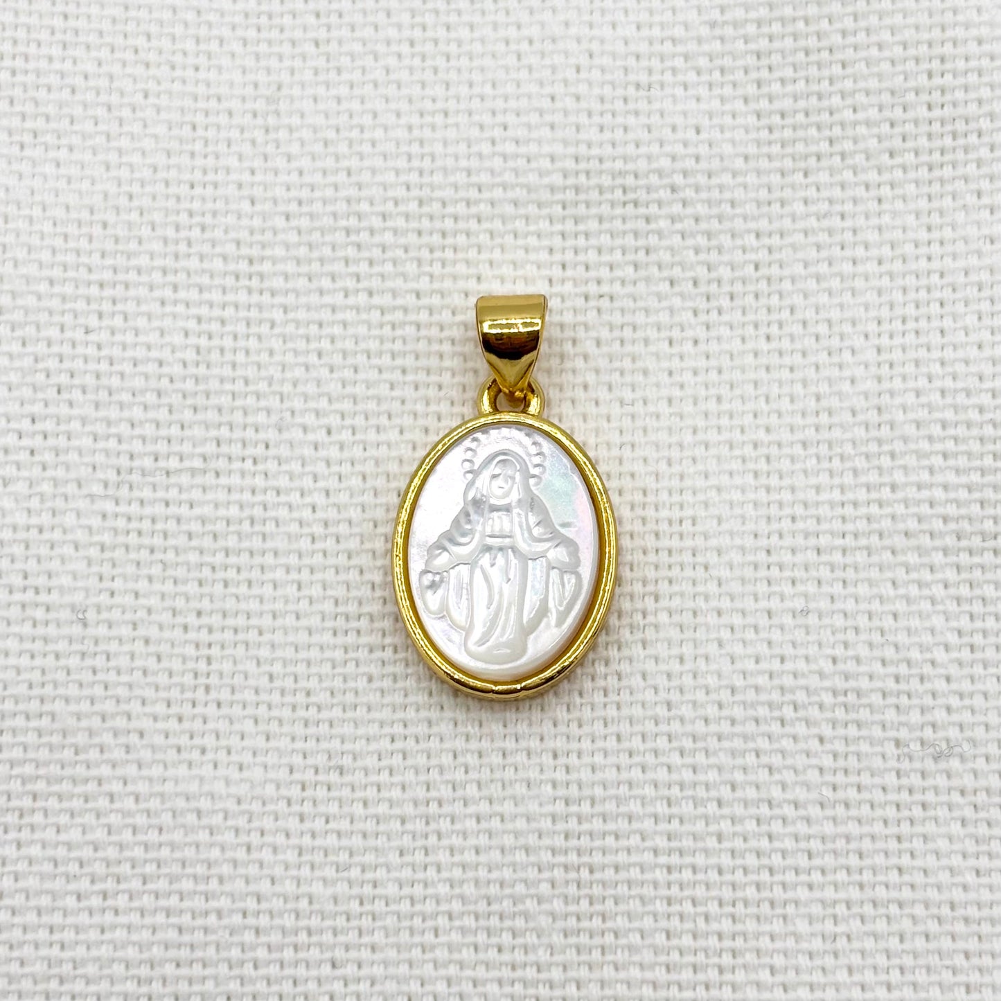 Pendentif Vierge Marie Nacre Laiton