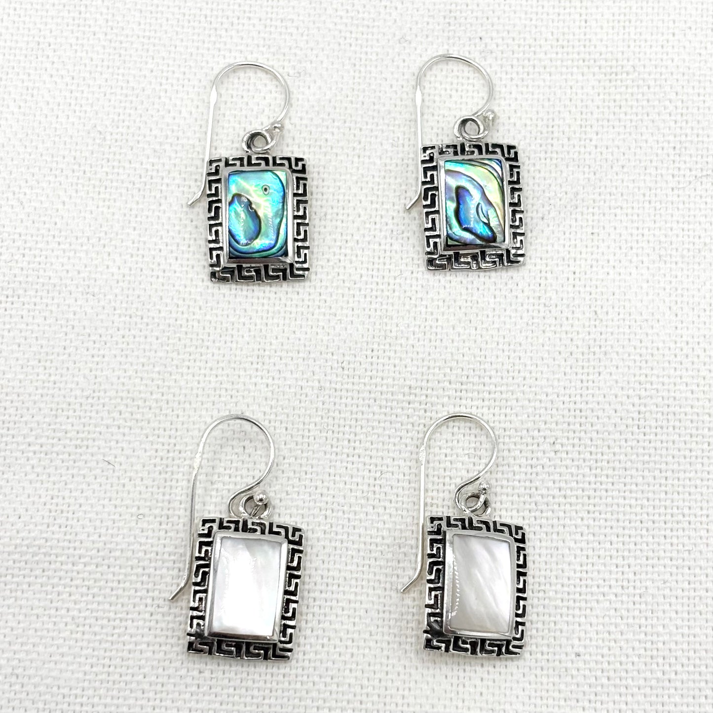 Boucles D'Oreilles Argent 925 Nacre Abalone