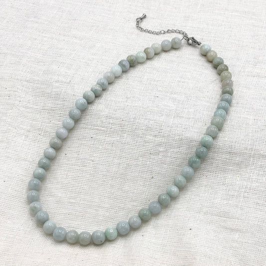 Collier Pierre Naturelle Jadeite Avec Fermoir En Acier