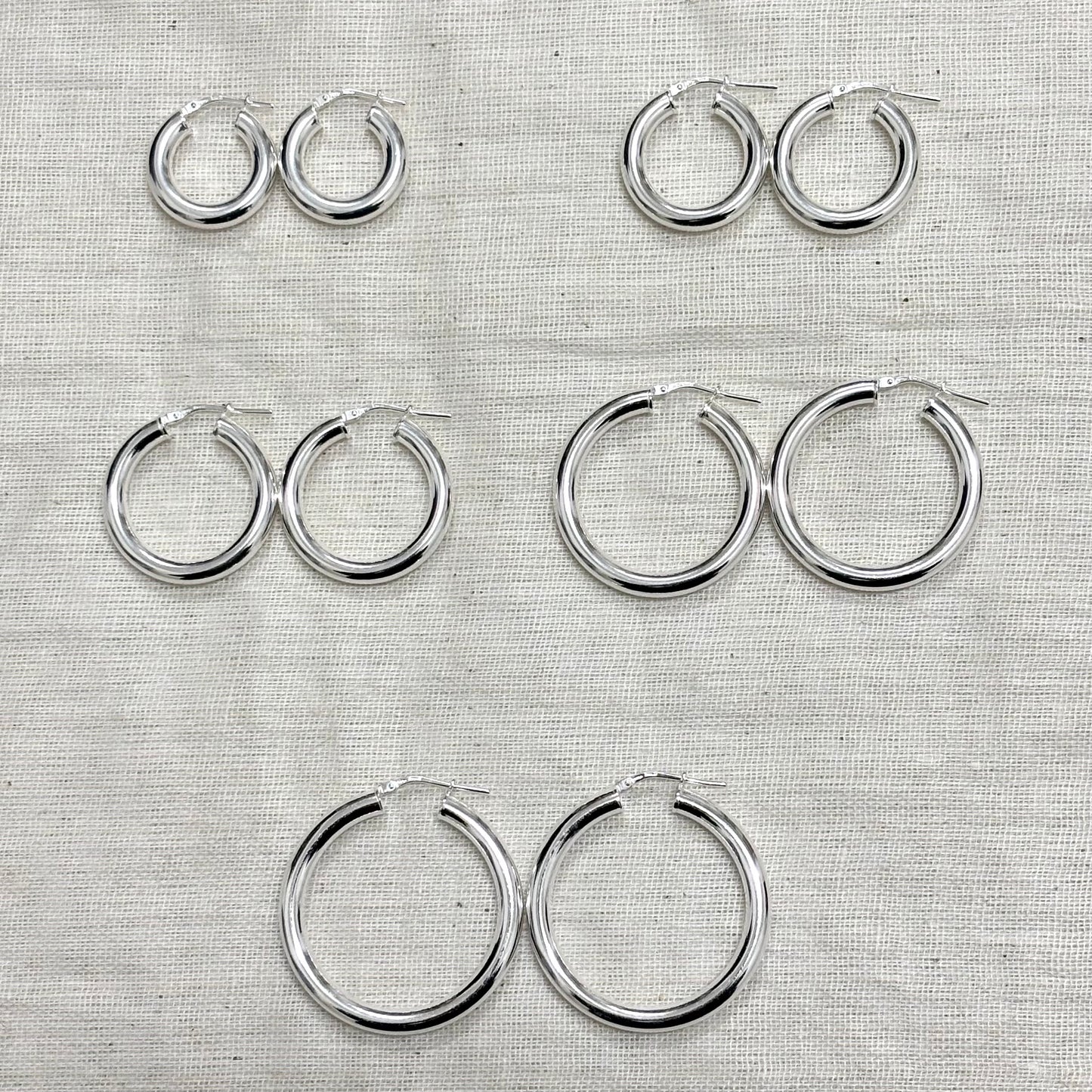 Boucles D'Oreilles Argent 925 Créoles Épaisses