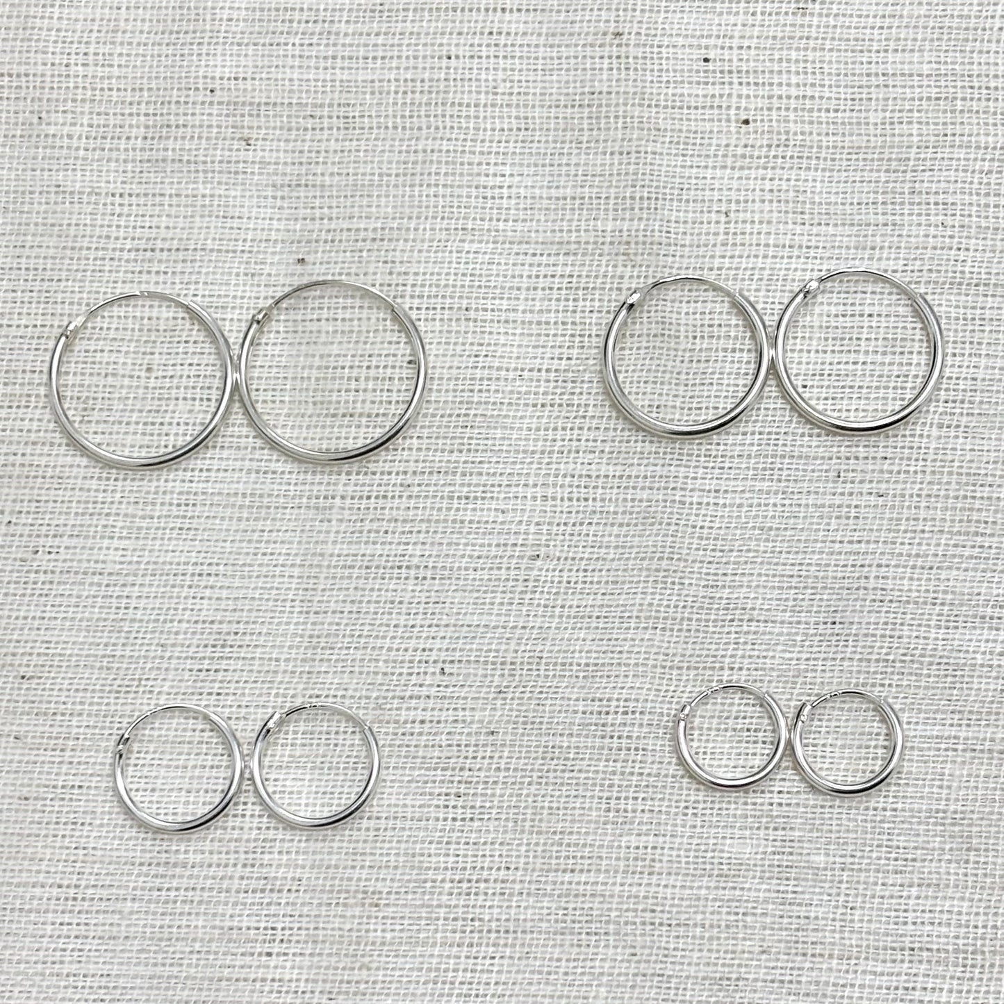 Boucles D'Oreilles Argent 925 Créoles / 6 Paires