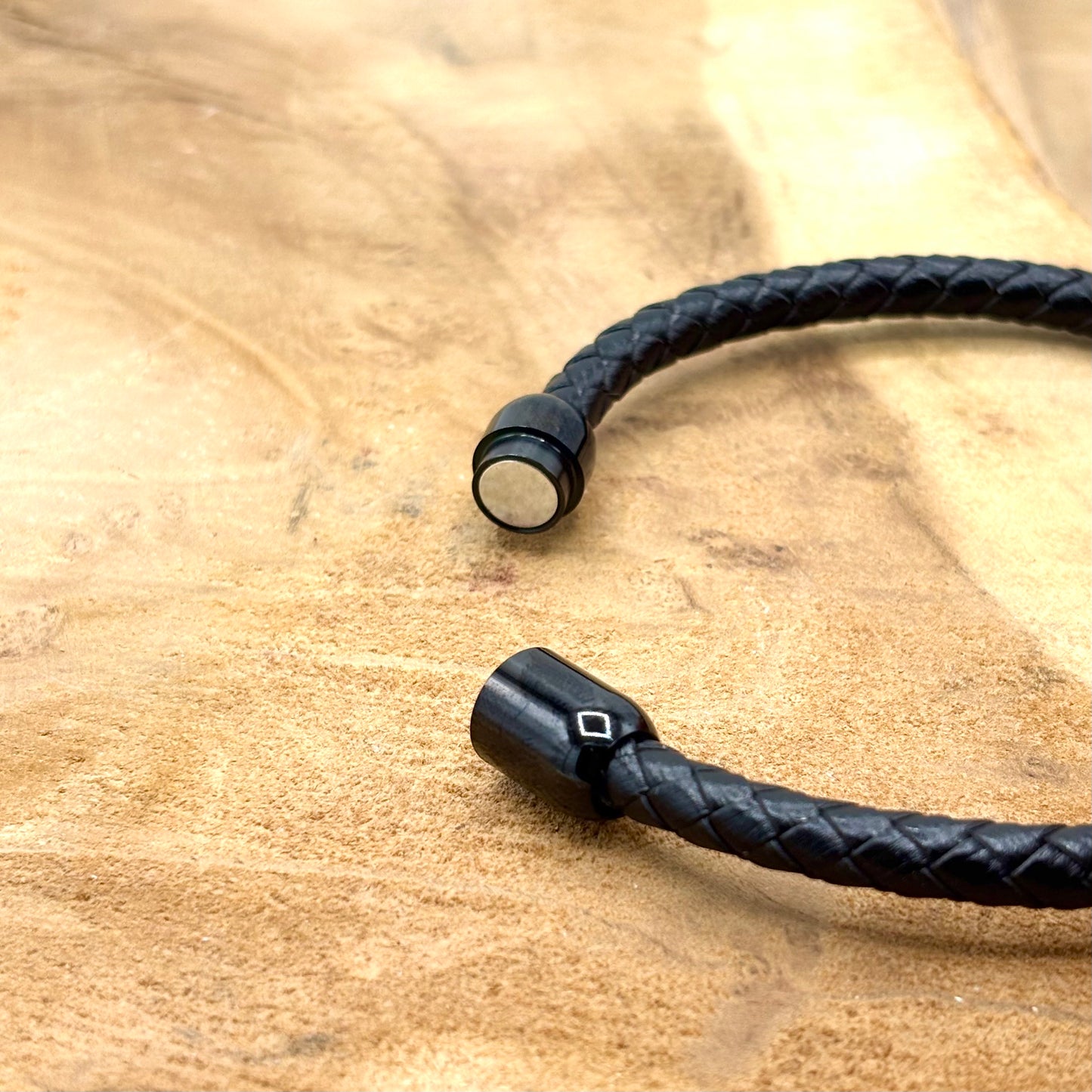Bracelet Homme Acier Inoxydable Cuir Pierre Naturelle Œil De Tigre
