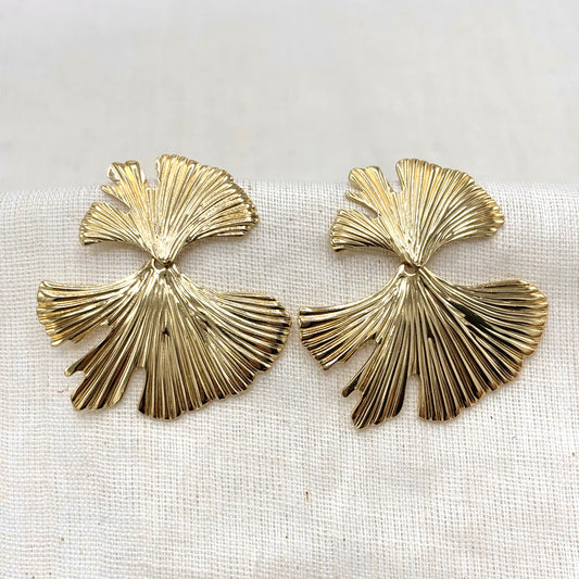 Boucles D'Oreilles en Acier Inoxydable Doré Ginko