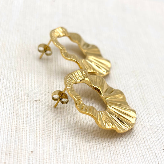 Boucles D'Oreilles Acier Doré Inoxydable Tuile