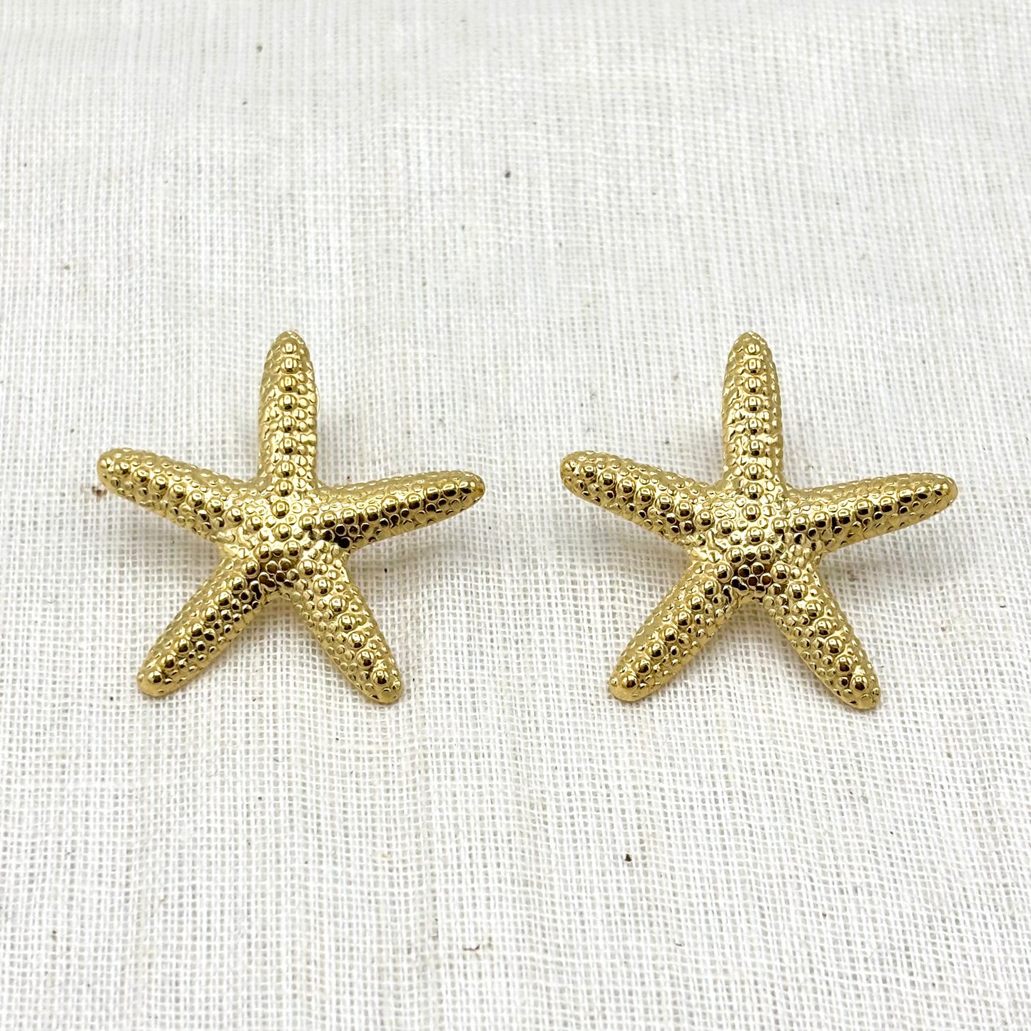 Boucles D'Oreilles Acier Inoxydable Doré Étoile De Mer