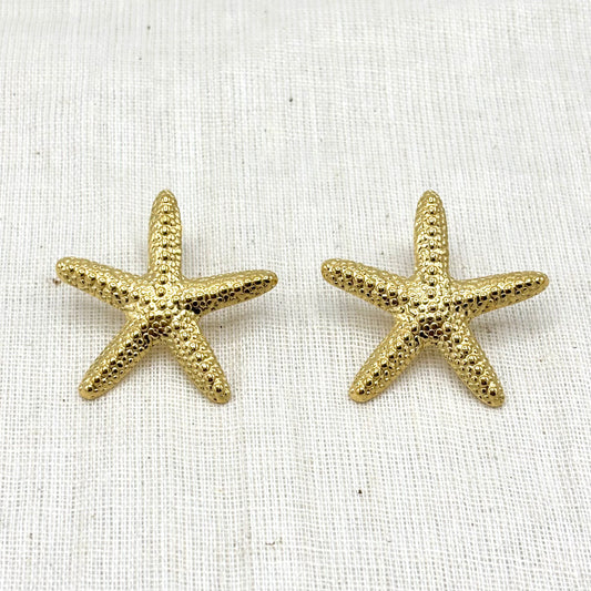 Boucles D'Oreilles Acier Inoxydable Doré Étoile De Mer