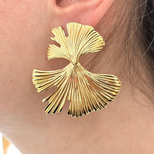 Boucles D'Oreilles en Acier Inoxydable Doré Ginko