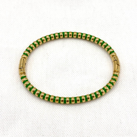 Bracelet en acier inoxydable doré et vert