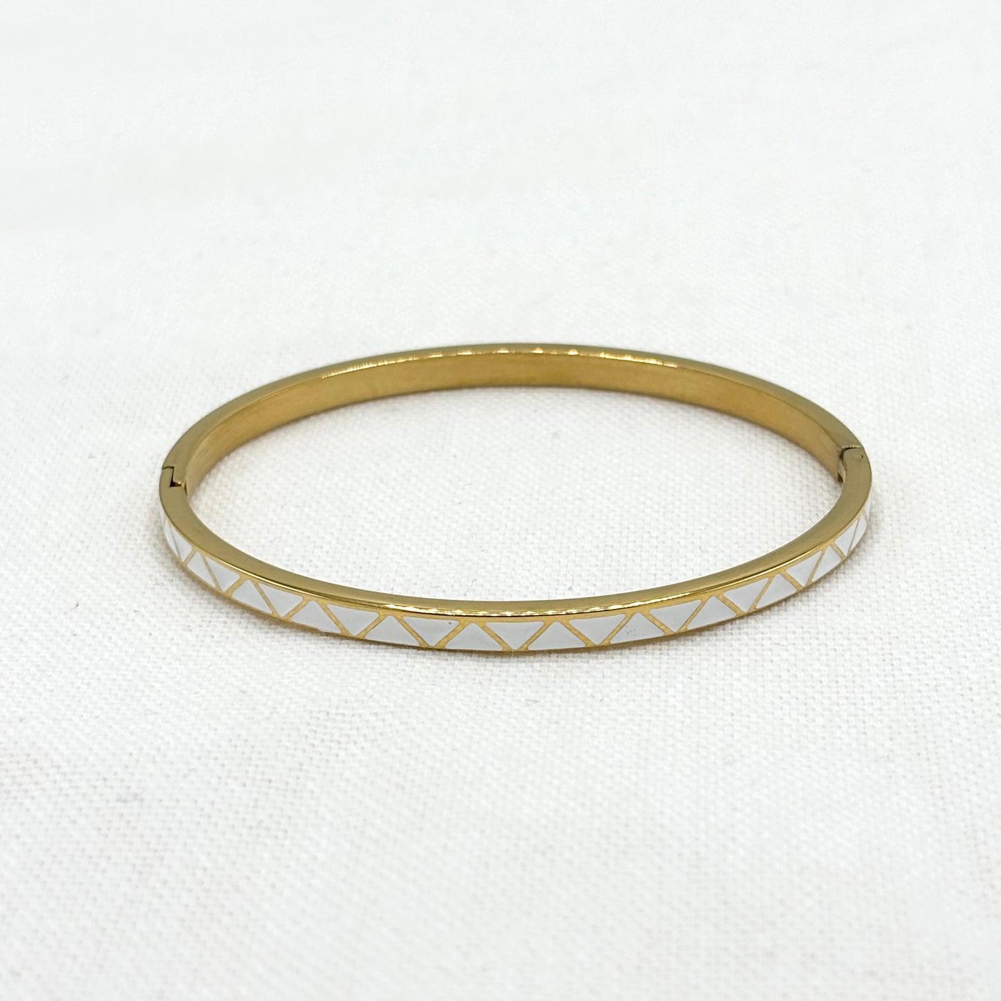 Bracelet Jonc Acier Inoxydable Doré Motif Triangle