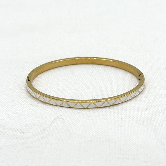 Bracelet Jonc Acier Inoxydable Doré Motif Triangle