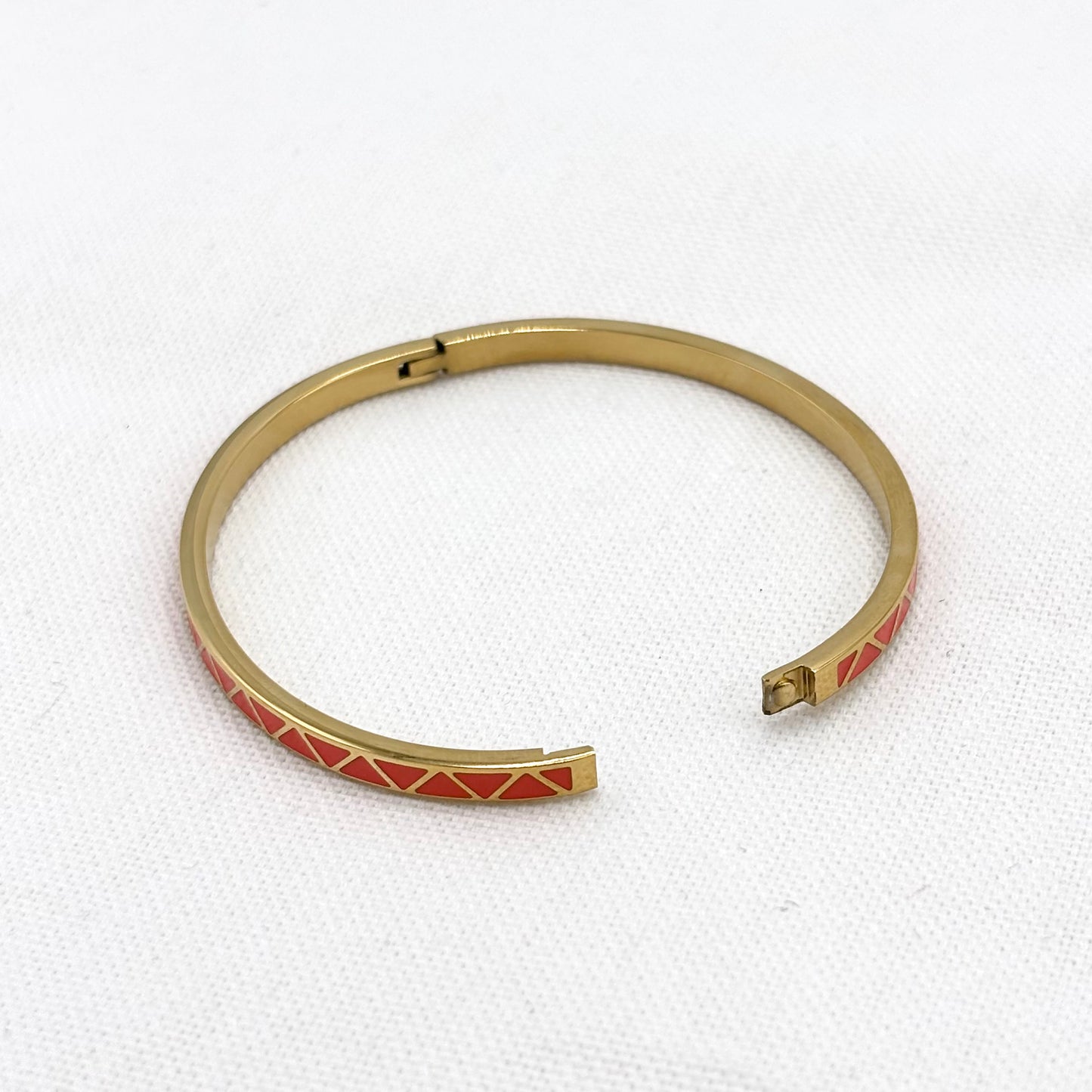 Bracelet Jonc Acier Inoxydable Doré Motif Triangle