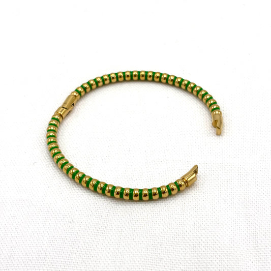 Bracelet en acier inoxydable doré et vert