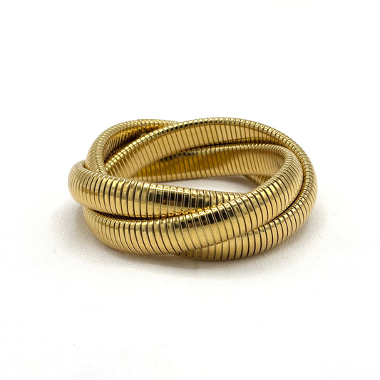 Bracelet Jonc Tubogas Acier Inoxydable Doré