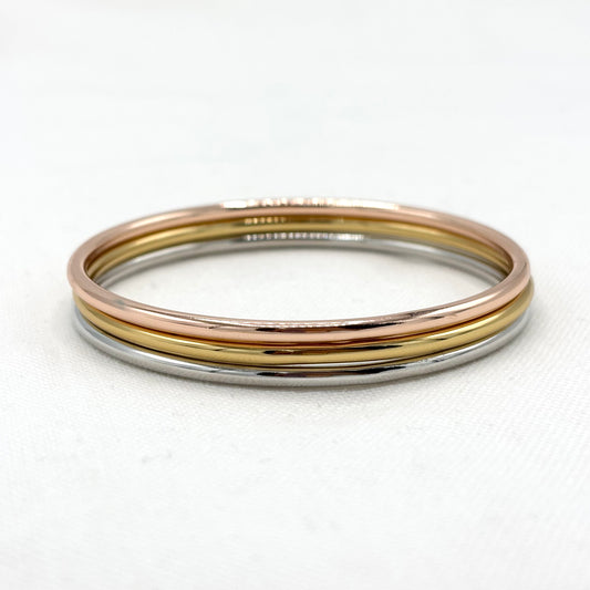 Bracelets 3 Anneaux Acier Inoxydable Doré Blanc Rose Gold