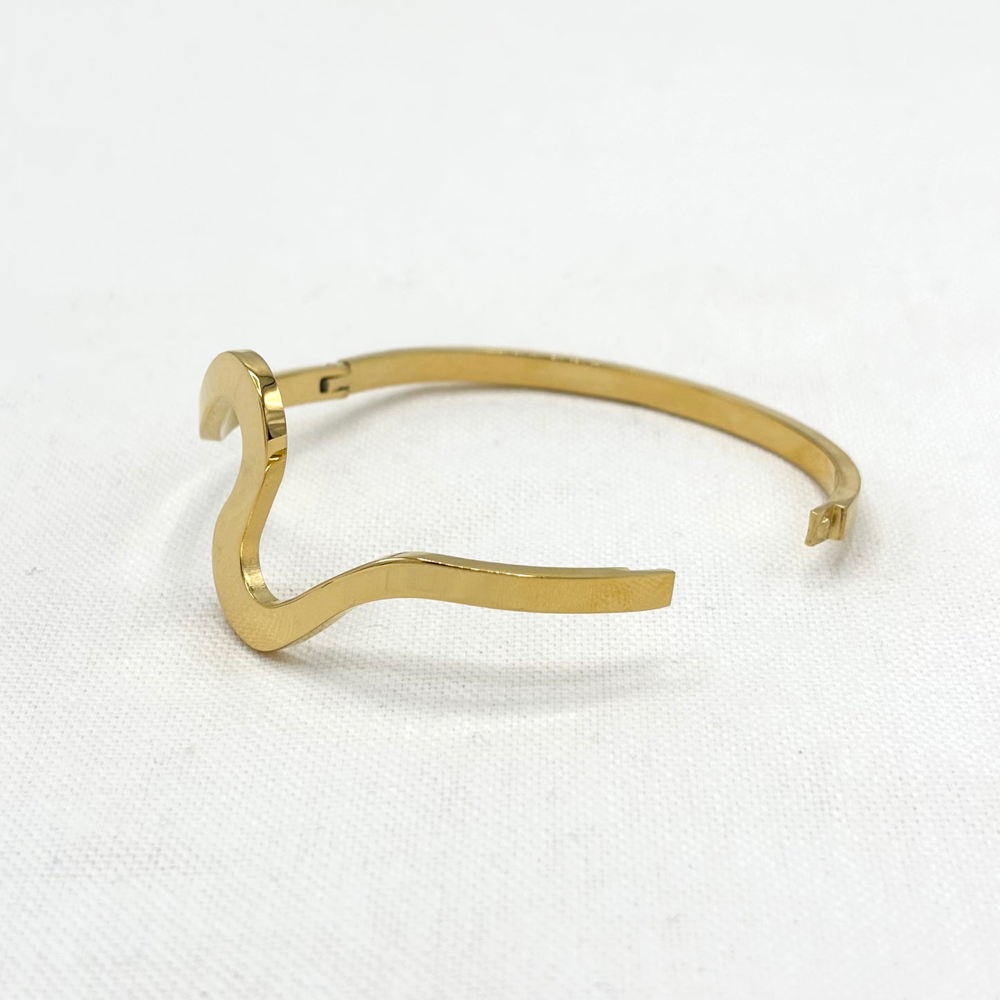 Bracelet Jonc Acier Inoxydable Doré Vague