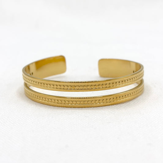 Bracelet Manchette Acier Inoxydable Doré