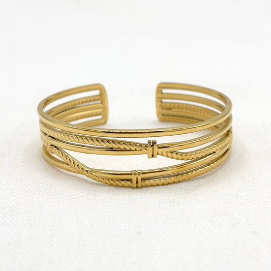 Bracelet Manchette Acier Inoxydable Doré