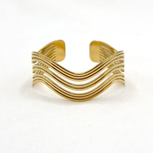 Bracelet Manchette Acier Inoxydable Doré