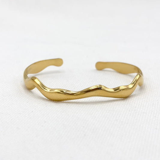 Bracelet Manchette Acier Inoxydable Doré