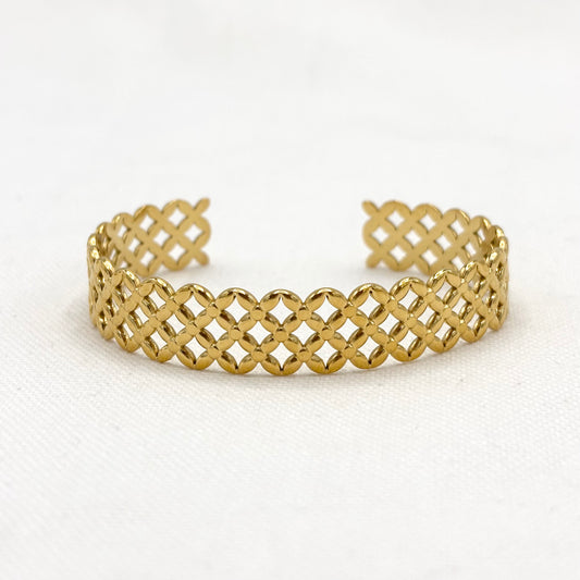 Bracelet Manchette Acier Inoxydable Doré