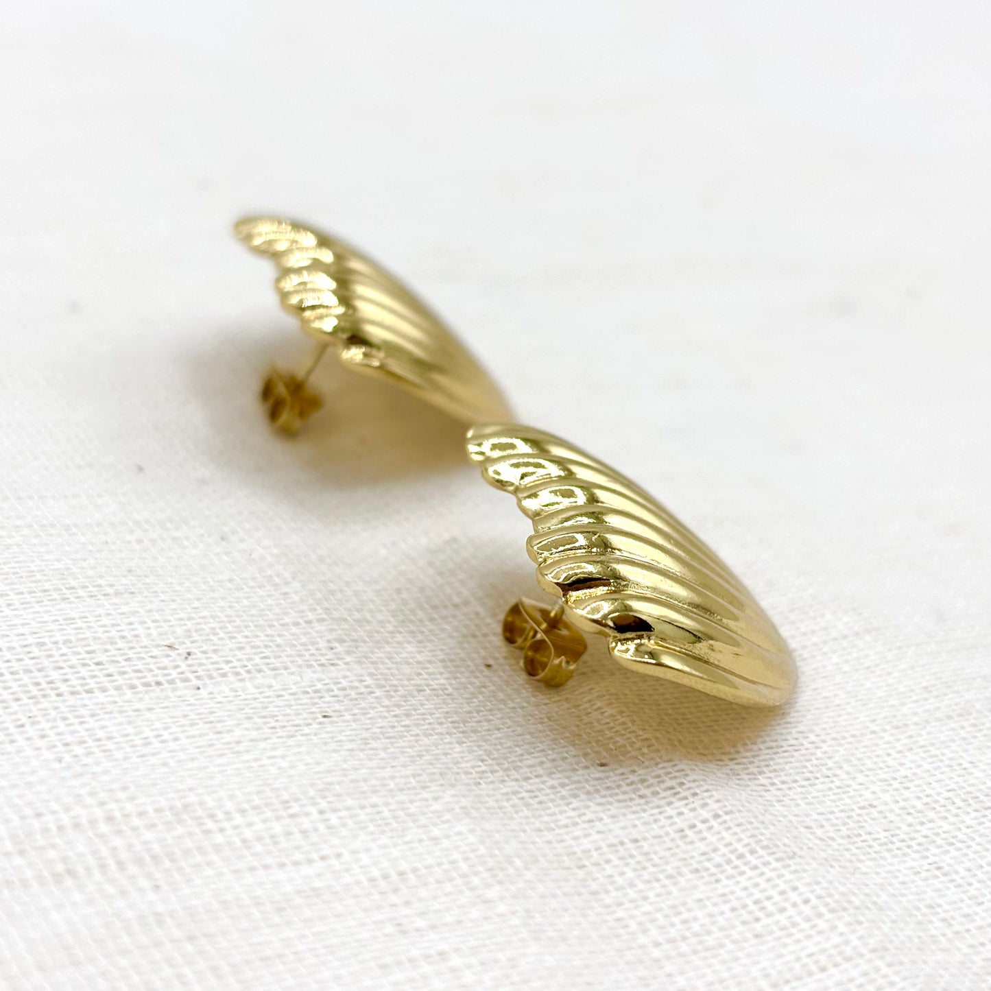 Boucles D'Oreilles Coquillage Cœur Acier Inoxydable Doré