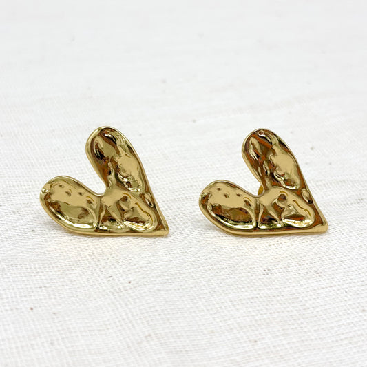 Boucles D'Oreilles Cœur En Acier Inoxydable Doré