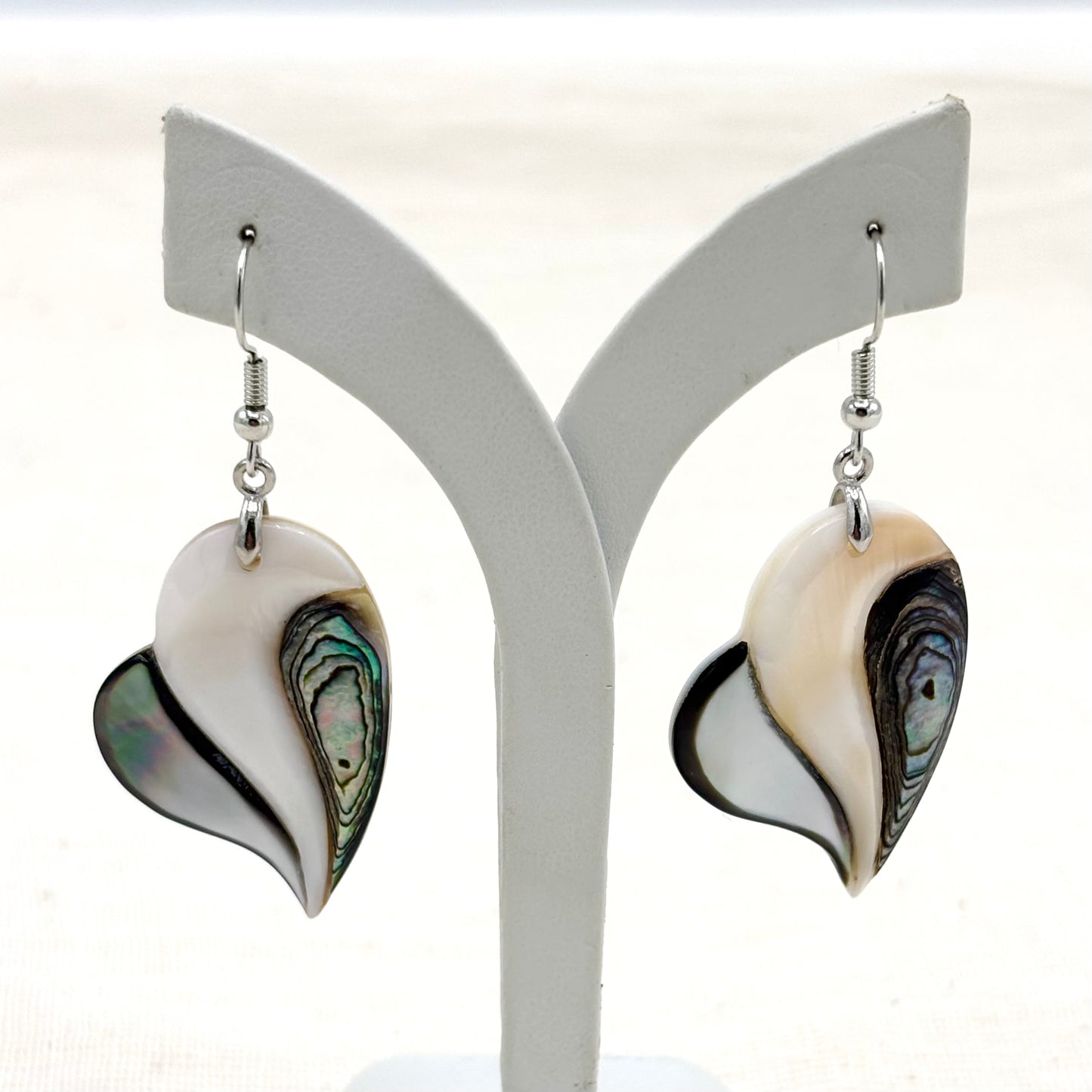 Boucles D'Oreilles Cœur Nacre Abalone Laiton