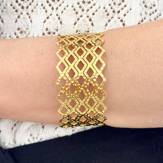 Bracelet Manchette Acier Inoxydable Doré