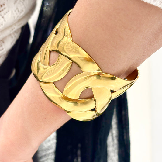 Bracelet Manchette Acier Inoxydable Doré