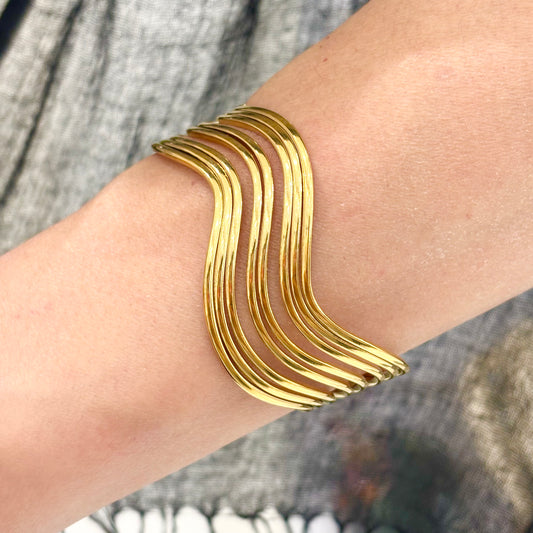 Bracelet Manchette Acier Inoxydable Doré