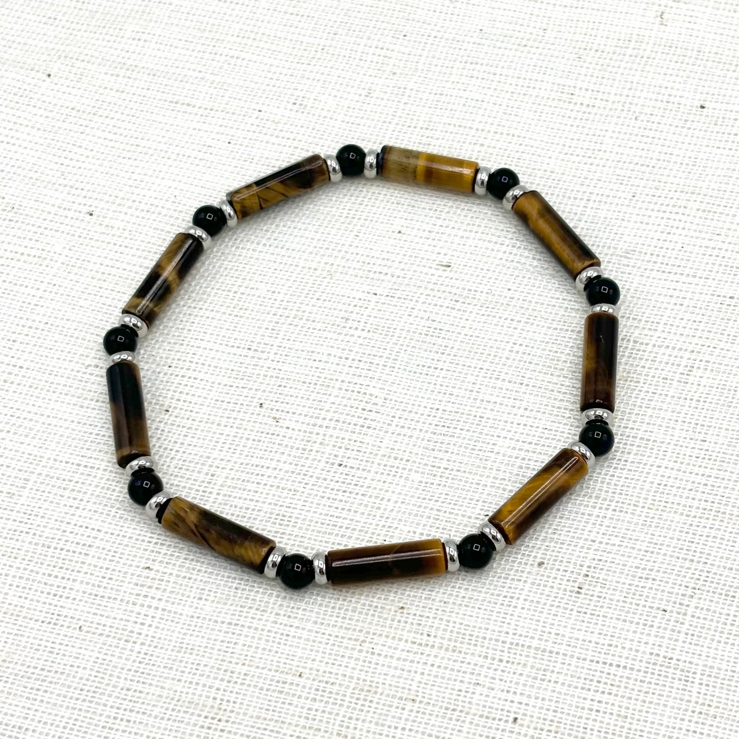 Bracelet Homme Pierre Naturelle Et Acier Inoxydable